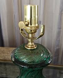 Single Murano Barovier Emerald Green and Gold Glass Table Lamp For Sale at 1stDibs | emerald green glass lamp
