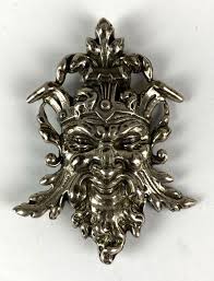 Sold at Auction: Green Man .925 Sterling Silver Brooch