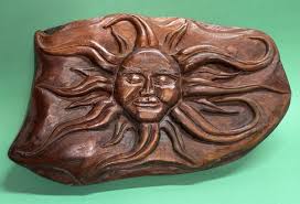 Large Hand Carved Wood Sun Burst Wall Sculpture Artist ...