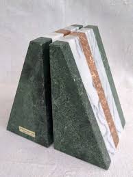 MCM Vintage BALDWIN AMERICAN MFG Marble Bookends Color ...