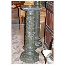 Antique carved green granite pedestal, museum quality, ornate , circa . For Sale at Ruby Lane