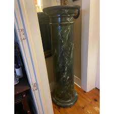 Large Mid-Century Wooden Neoclassical Empire Faux Marble Wooden Plant Stand Column Pedestal | Chairish