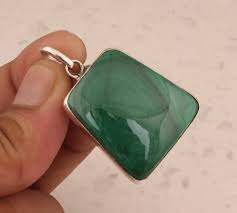 Malachite Sterling Silver Pendant Necklace: Handmade Boho ...