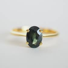 14K/18K Solid Gold Solitaire Natural Oval Thai Green ...