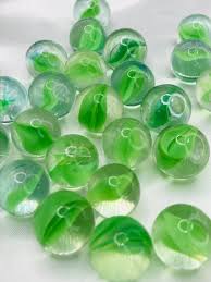 GREEN SWIRL Glass Marbles - Cat's Eye Spheres - Clear Base ...