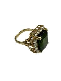 Estate 15 Carat Green Tourmaline & 2 Ctw Diamond Halo ...