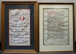 Lot - Medieval Hymnals on Parchment, Two Works, Framed: 25-1 ...