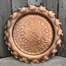 Vintage Hammered Copper Flower Tray Large Round Peony Centerpiece Gregorian 905 - Etsy Israel