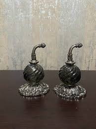 2 Gem ACC Ornate Floral Brass Smoky Glass Robe Plant Hook Hollywood Regency | eBay