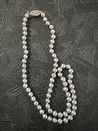 Silver-grey Pearl Necklace 15" - Etsy