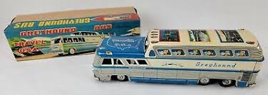 1950's TIN GREYHOUND SCENIC CRUISER BUS MEGO FRICTION TOY JAPAN w/BOX MINTY | eBay