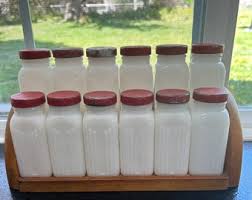 White Milk Glass Griffith Laboratories Red Capped Twelve ...