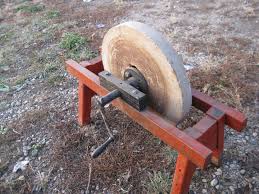 Antique Grindstone Grinding Wheel Wet Grind Stone Sharpening Blacksmith Crank | #1791089410