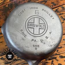 Restored Griswold #6 Cast Iron Skillet: Large Block Logo, Smooth Bottom - Etsy
