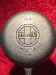 Rare Griswold No. 3 Block Logo #3 Erie, PA 709 Skillet With Grooved Handle