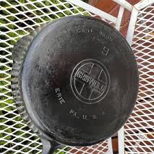 Vintage Griswold Cast Iron Skillet No 9 Erie PA USA 710 Large Block Logo No Warp | eBay