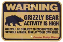 Sold at Auction: Grizzly Bear Warning Sign from Canada