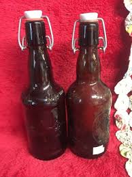 2 Vintage Brown Glass Bottles with Metal Locking & Lid Altenmunster and Grolesh | eBay