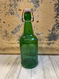 Vintage Green Glass Top Bottle - Etsy