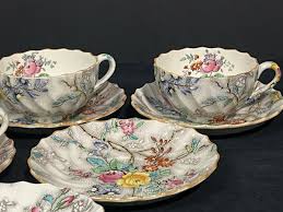 Copeland Spode Patricia Yellow 10 Piece Tea & Saucer Set No. 596271 England | eBay