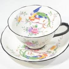Antique CHELSON CHINA Teacup and Saucer Bird of Paradise Black Handle Flowers Hand Painted England 1920s 3373 LINES on Saucer - Etsy