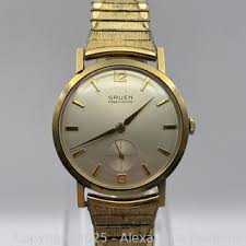 Men's vintage 14k gold Gruen Precision watch Auction ...