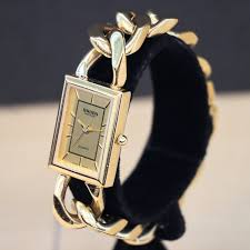 GRUEN Precision Quartz Ladies Watch Gold Plated Link Chain ...