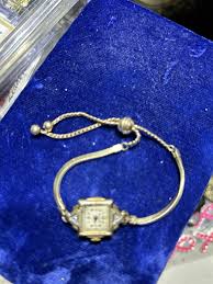 Bulova Ladies Watch 10k Gold Filled Square Face Diamonds On Sides Slide Ban | eBay