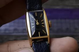 Vintage Seiko 14K Gold Plate Black Dial Lady Hand Winding ...
