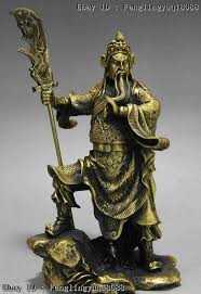 10" China Brass Copper Dragon Guan Gong Guan Yu YunChang ...