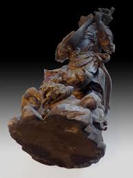 Antique Chinese Camphor Wood Dharmapala Guardian Deva King ...