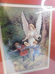VICTORIAN GUARDIAN ANGEL LITHOGRAPH FRAMED | eBay