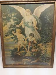 Framed 1940's “The Guardian Angel” with Child on cliff ...