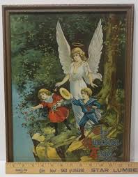Vintage Framed "the Guardian Angel" Lithograph - Etsy