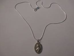 St Monica medal pendant necklace 925 sterling silver chain ...