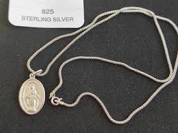 925 Sterling Silver Miraculous Virgin Mary Medal Necklace - Etsy