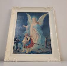VTG HOLY GUARDIAN ANGEL CHILDREN ON BRIDGE ART DECO PRINT ...
