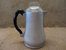 Vintage Ornate Cast Aluminum Pitcher: Glass Lid, Knight ...