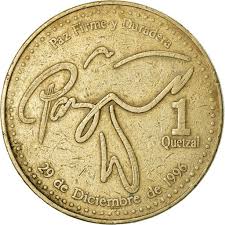 Guatemala | 1 Quetzal Coin | Stylized peace dove | Km:284 ...