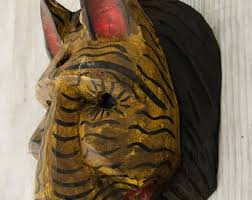 Blue Eyed Jaguar Wooden Mask / Guatemalan / Vintage / Mayan ...