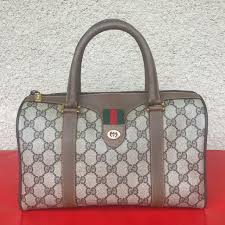 Vintage Gucci Small Doctor Bag Brown Canvas Preowned ...