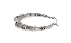 14K White Gold Bamboo Hoop Earrings 33mm – BringJoyCollection