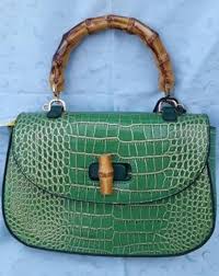 100% leather green croco mini bag with body | Mercari