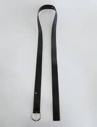 LONG EMILIE-Black belt with no holes, fastened using hidden ...