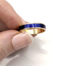 Vintage 18ct Gold Ring, Decorated With a Royal Blue Enamel by Unoaerre. Size UK P 1/2, USA Size 8 - Etsy