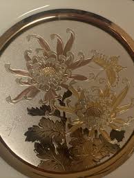 Art of Chokin Plate 24k Gold Silver Flowers Butterfly Metal ...