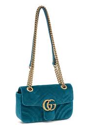 Pre-Owned Blue Velvet GG Marmont Shoulder Bag Mini QFB1BI39G9001