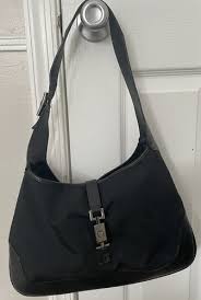 Gucci Vintage Black Canvas Shoulder Bag Leather Black 001 ...