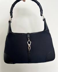 GUCCI Jackie Shoulder Bag With Bamboo Handle Dustbag Black ...