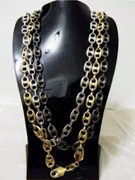 Hip Hop Chain Necklace 14K Gold Finish Cable Link Oval Rap ...